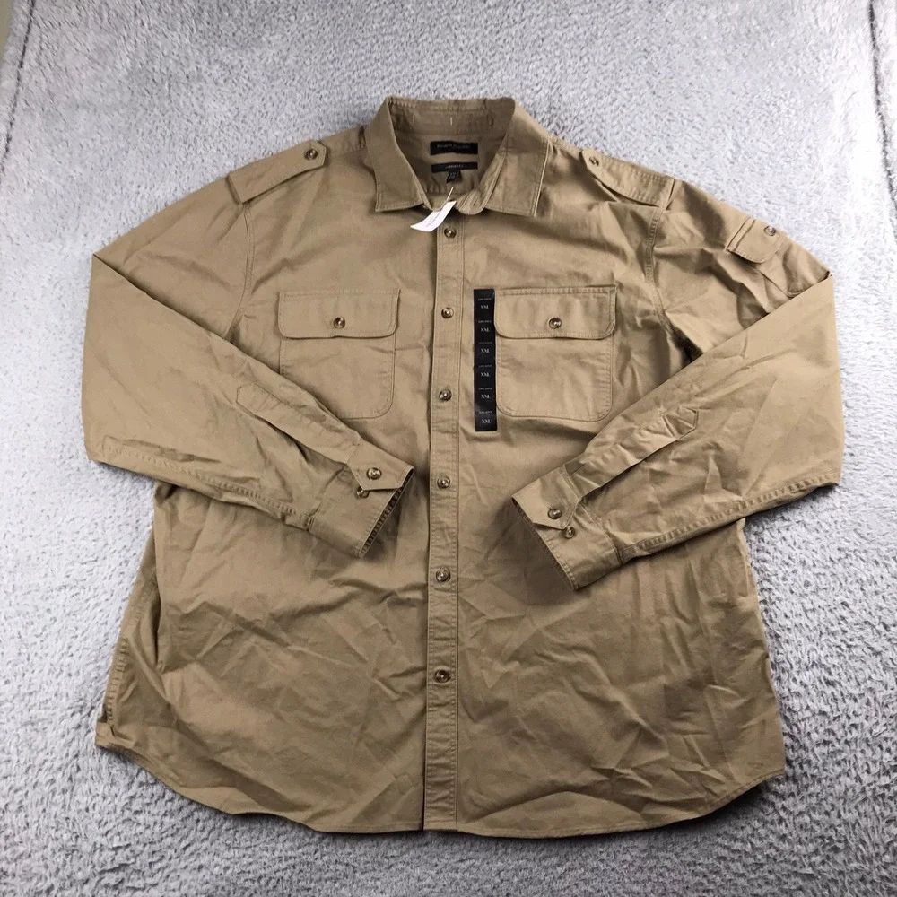 Banana Republic Utility Safari Shirt Men XXL Tan Military Long Sleeve  NEW NWT